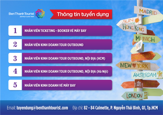 BenThanh Tourist tuyển dụng Khối lữ hành